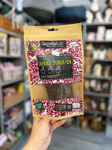 Green & Wilds Xmas Turk-In natural dog chew 100g